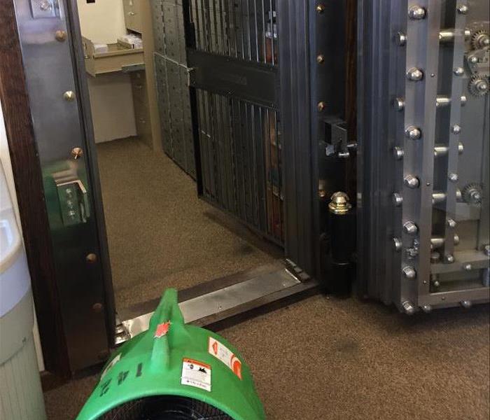Drying inside a bank vault.